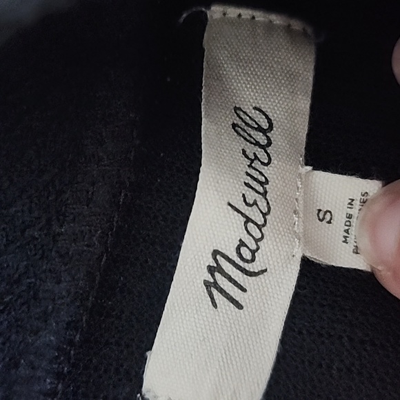 Madewell Weavemix Mockneck Bubble-Sleeve Ribbed Top Small Black - Picture 6 of 14